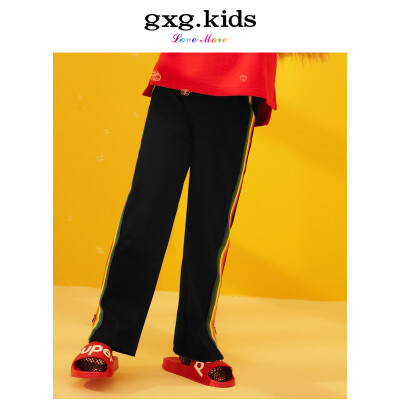 

Gxg kids childrens clothing 2019 spring new black fashion loose girls striped casual trousers sports pants B18102224 black 110