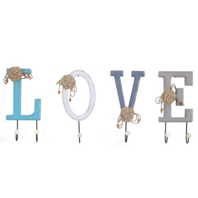 

UpperX Creative American country wooden "LOVE" letter wall decoration hook home clothing shop wall decorations coat hooks mural