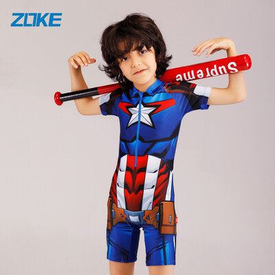 

ZOKE Childrens Swimsuit Boys Siamese Sunscreen Quick-drying Swimsuit Man Wei Spider-Man Childrens Big Boy Boy Baby Swimwear LL19O3504 12 yards