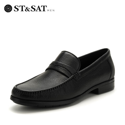 

Saturday Mens Shoes ST&SAT Cow Leather Light Breathable Business Dad Shoes SS81125414 Black 40