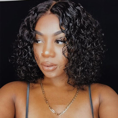 

10Inch Wet Curly Glueless Full Lace Real Human Hair Wigs For Black Women Short Brazilian Virgin Human Hair Pre Plucked Wig