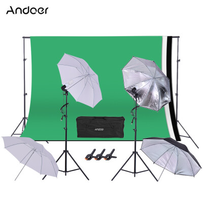 

Andoer 16 3m52 98ft Backdrop Support System Studio Lighting Kit w 45W 230V Bulb Swivel Socket 2m66ft Light Stand