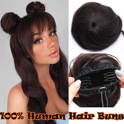 

100 Human Hair ScrunchiesCurly Messy Hair Bun Extensions Wedding Hair Pieces for Women Kids Hair Updo Donut Chignons