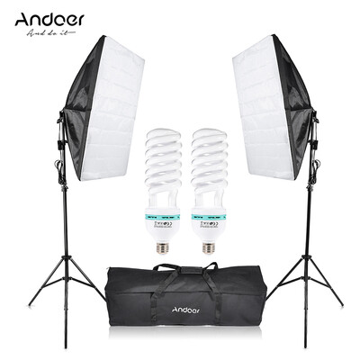 

Photography Studio Cube Umbrella Softbox Light Lighting Tent Kit Photo Video Equipment 2 135W Bulb 2 Tripod Stand 2 Softbox