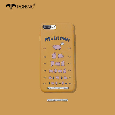 

TRONSNIC Cute Pigs Phone Case for iPhone XR Cartoon Eye Chart Matte Case Silicone Covers Funny Yellow