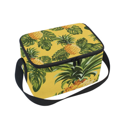 

ALAZA Lunch Box Insulated Lunch Bag Large Cooler Pineapples And Tropical Leaves Tote Bag