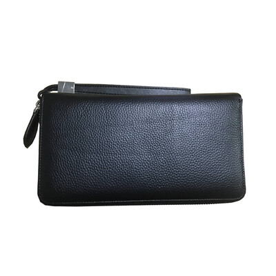 

2018 new mens business leather handbag mens wrist zipper long wallet ticket holder leather clutch bag