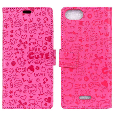 

MOONCASE Wiko Tommy3 Plus Little Witch Leather Case - Rose Red
