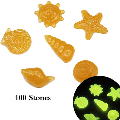 

100pcsBag DIY Home Decor Luminous Pebbles Sea Conch Shell Starfish Glow in Dark Colorful Rocks Stone for Aquarium Fish Tank