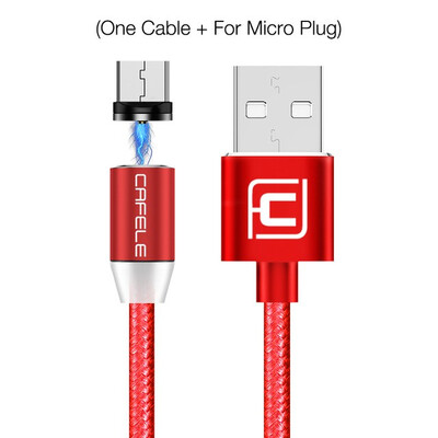 

CAFELE 100cm Magnetic USB Cable Micro Type C Cable for iphone Samsung Huawei Xiaomi Nylon Wire with LED Light