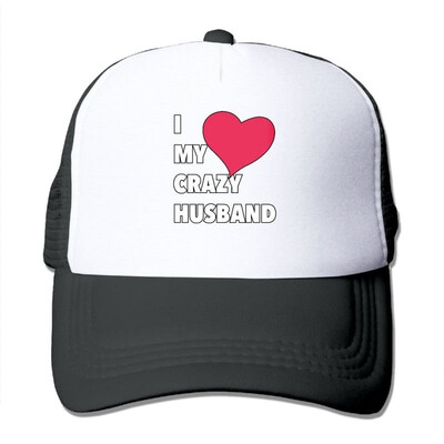

POIWRI Love My Crazy Husband Fashion Adjustable Printing Snapback Mesh Hat Baseball Mesh Cap Trucker Hat