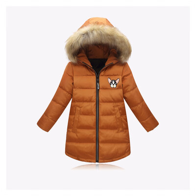 

2018 Winter Girl Coats Female Children Long Jacket Cartonn Thicken Outdoor Warm Hooded Kid Outerwear Parkas