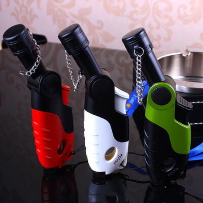

Windproof Vertical Butane Jet Hit Fire Machine Flamethrower with 45 Degree Rotating Head&Chain Protection Cover No Gas