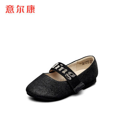 

Yierkang childrens shoes girls shoes Korean version of the sweet 2019 spring new big childrens single shoes flat girls small shoes ECZ9123652 black 30
