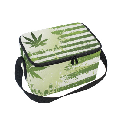 

ALAZA Insulated Lunch Box Artistic Marijuana Lunch Bag for Men Women Portable Tote Bag Cooler Bag