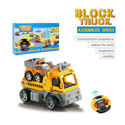 

18Pcs DIY Building Blocks Car 118 Infrared Remote Control RC Car Trailer Toy Christmas Present Gift for Kids