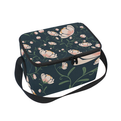 

ALAZA Insulated Lunch Box Flowers Pattern Lunch Bag for Men Women Portable Tote Bag Cooler Bag