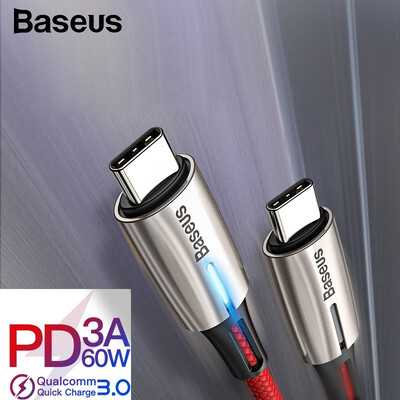 

Baseus 60W USB Type C To USB C Cable PD 20 Falsh Charge For Samsung S10 S9 Quick Charge Cable for USB C Device Huawei Xiaomi