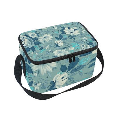 

ALAZA Insulated Lunch Box Blue Rose Lunch Bag for Men Women Portable Tote Bag Cooler Bag