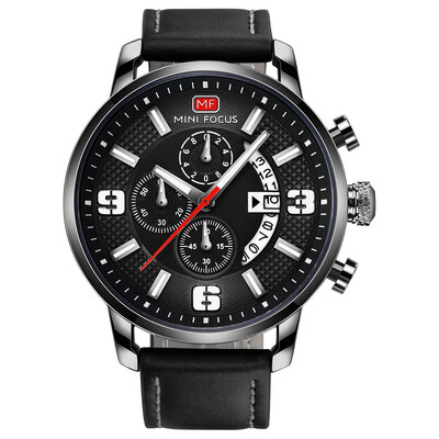 

BOFUTE Mens Watch Sports Leisure Quartz Watches Calendar Waterproof Genuine Leather Strap 0025G