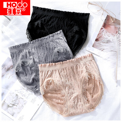 

Red beans 2019 spring&summer new womens underwear cotton bottom file thin section breathable lace jacquard high elastic sense waist body briefs 3 combinations one code 16585