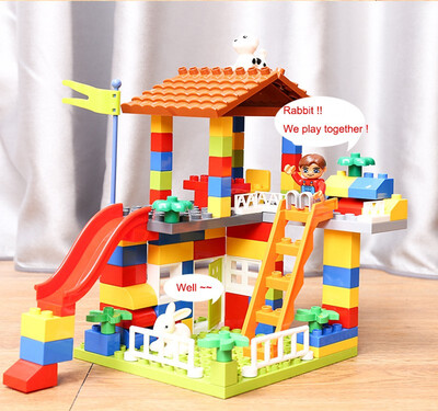 

DIY multicolored city roof big grain building block castle educates childrens toy