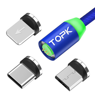 

TOPK 1m Gen2 Magnetic Suction Cable Quick Charging 3 in 1 Cable For Micro Type-c iPhone