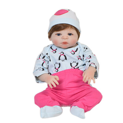 

Full Silicone Vinyl Handmade Baby Doll Reborn 23 Inch Lifelike Newborn Babies Girl With Hair Children Birthday Christmas Gift