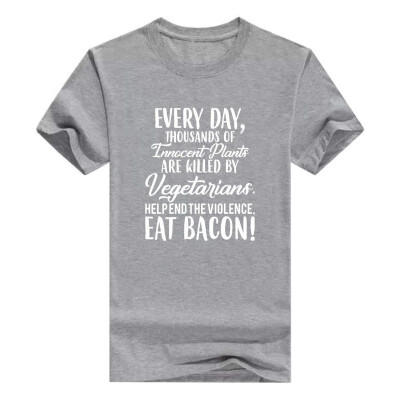 

End The Violence Eat Bacon - Funny Carnivore Save The Plants Humor T Shirt