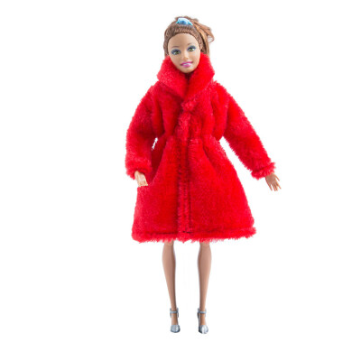 

Fashion Barbie Toy Clothes Accessory Winter Plush Coat for Barbie Doll Clothes Dressing