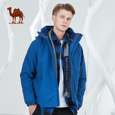 

Camel brand outdoor windproof warm multi-functional jacket mens three-in-one autumn&winter mountaineering jacket P8W245722 Pu Lan XXL