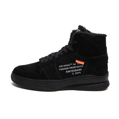 

Men Leather Male Winter Warm Fur Ankle Boots Waterproof Vintage Ankle Boots Solid Color Martin Footwear Casual Boots