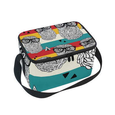 

ALAZA Lunch Box Insulated Lunch Bag Large Cooler Dancing Owls On Disco Party Tote Bag