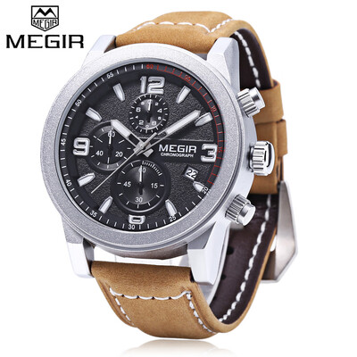 

MEGIR M2026 Men Quartz Watch Working Sub-dial Luminous Date Display Wristwatch