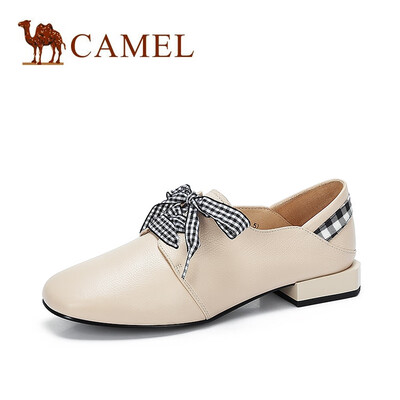 

Camel CAMEL ladies cute sweet plaid lace square head single shoes A910076123 beige 38