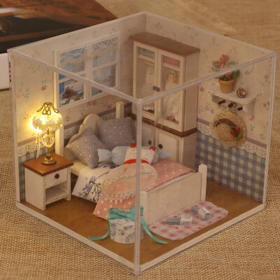 

Miniature Super Mini Size Doll House Model Building Kits Wooden Furniture Toys DIY Dollhouse Girl Bedroom Warm Whispers