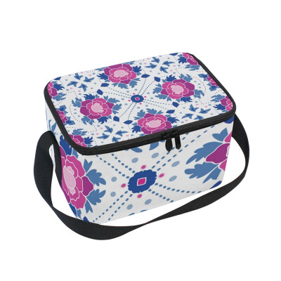 

ALAZA Lunch Box Insulated Lunch Bag Large Cooler Purple Floral Tote Bag