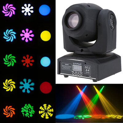 

Lixada DMX-512 Mini Moving Head Light 8 Color Changings LED Stage Light with Shapes Automatic Professional 911 Channel Party Disc