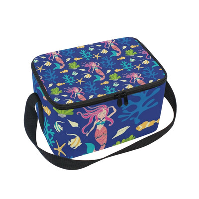 

ALAZA Insulated Lunch Box Pattern With Mermaid Lunch Bag for Men Women Portable Tote Bag Cooler Bag
