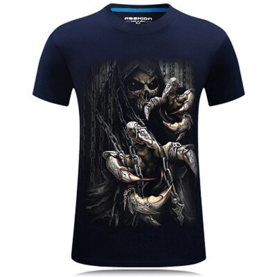 

2019 Hot sale New Arrival Mens Summer Skull Poker Printing Men Short Sleeve T-shirt 3D T Shirt Casual T-shirt Plus Size T-shirt