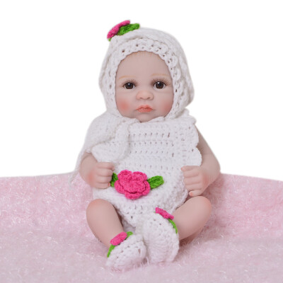 

11 27cm Handmade Full Silicone Body Reborn doll Bald Head Lifelike Mini Reborn Wear Knit Romper Peanut Baby Doll Kid Xmas Gift