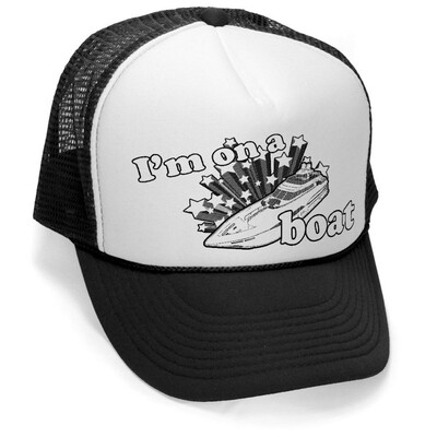 

Megashirtz - On A Boat - Vintage Style Trucker Hat Retro Mesh Cap