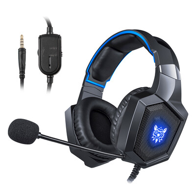 

K8 Gaming Over-ear Headset 35mm Stereo On-ear Headphones w Retractable Microphone Volume Control Noise Canceling LED Lights for