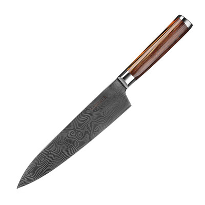 

YAMY&CK stainless steel laser pattern chef slicing knife Germany molybdenum vanadium steel 8 inch western knife cutting meat knife