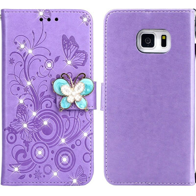 

MOONCASE Samsung Galaxy S7 Butterfly Rhinestone Embossed Leather Case - Purple