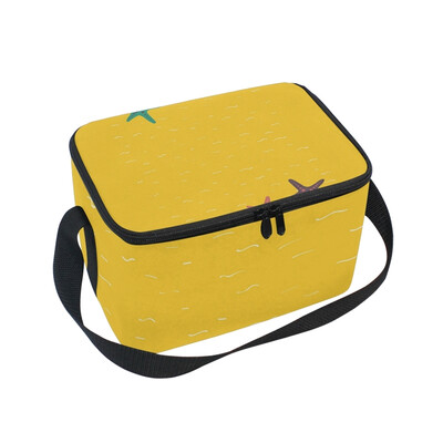 

ALAZA Insulated Lunch Box Yellow Starfish Lunch Bag for Men Women Portable Tote Bag Cooler Bag