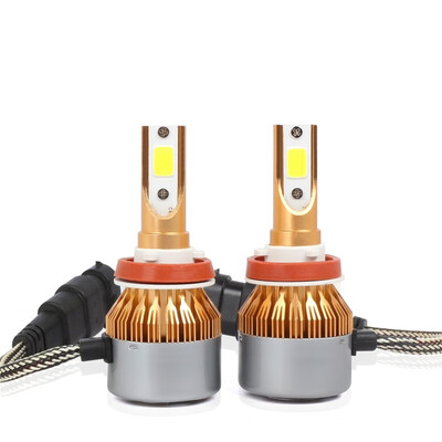 

H11 C6G 2PCS Led Cob LED Chip Car Headlamp 36W 6500k White Light 8000LM Car Bulb Fog Light Gold