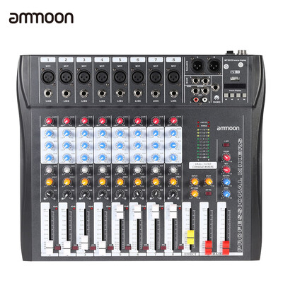 

ammoon CT80S-USB 8 Channel Digital Mic Line Audio Mixing Mixer Console with 48V Phantom Power for Recording DJ Stage Karaoke Music