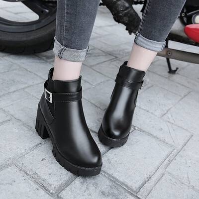 

2018 autumn&winter new Martin boots female British wind students Korean version of the wild thick with short boots womens shoes