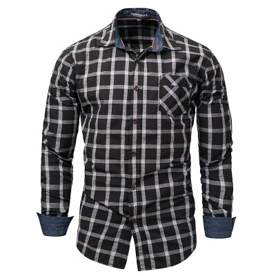 

New Fashion Mens Long Sleeve Plaid Dress Shirt Checks Shirt Casual Male Social Business Shirts 100 Cotton